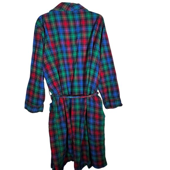 Lands End Cotton Plaid Robe Tie Waist Men's Large - Picture 2 of 5